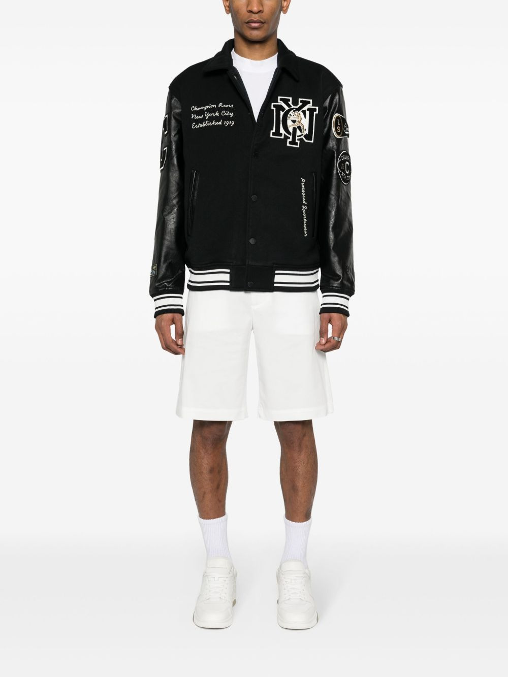 logo-patch bomber jacket - 2