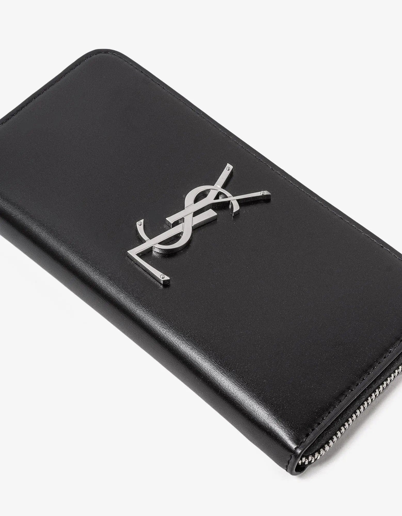 Saint Laurent Black Cassandre Zip Long Wallet - 4