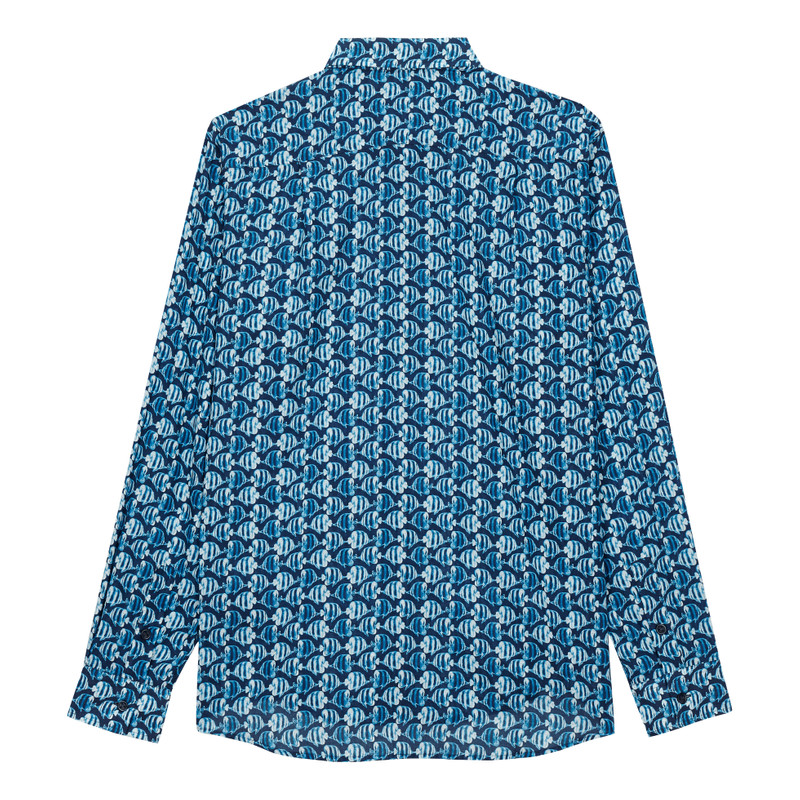 Vilebrequin Unisex Cotton Voile Summer Shirt Batik Fishes outlook