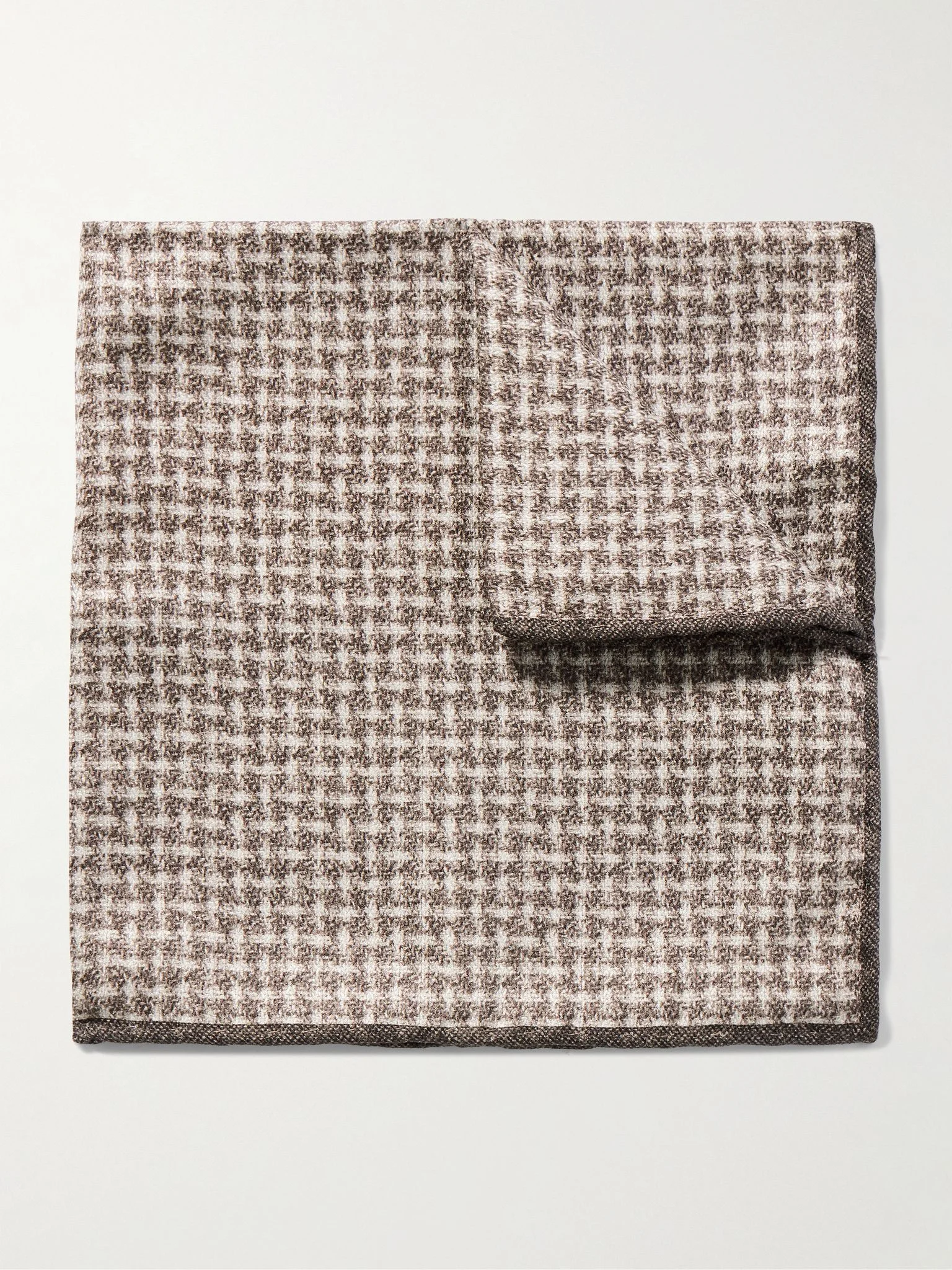 Checked Silk-Jacquard Pocket Square Brown - 1