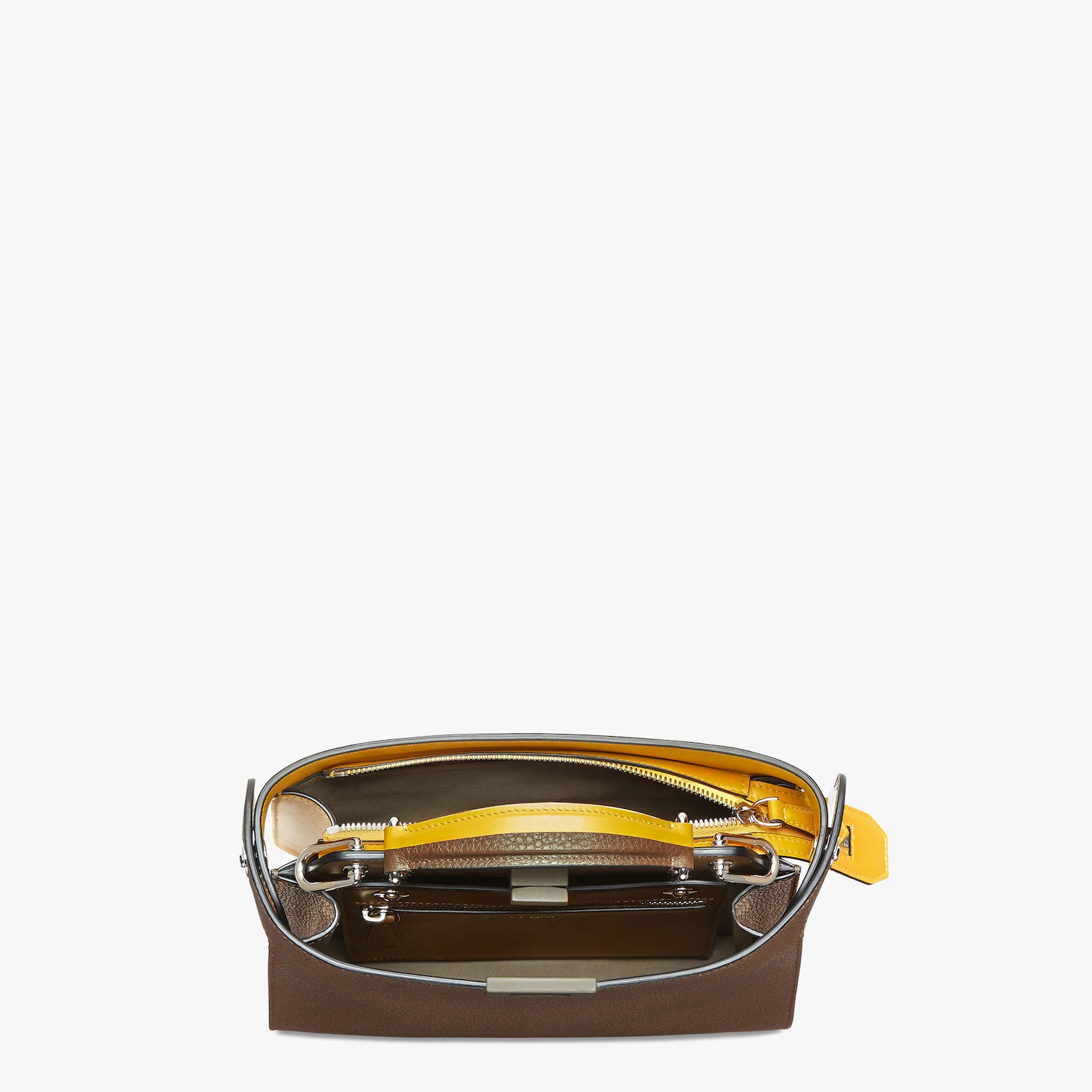 Brown and yellow leather bag - 5