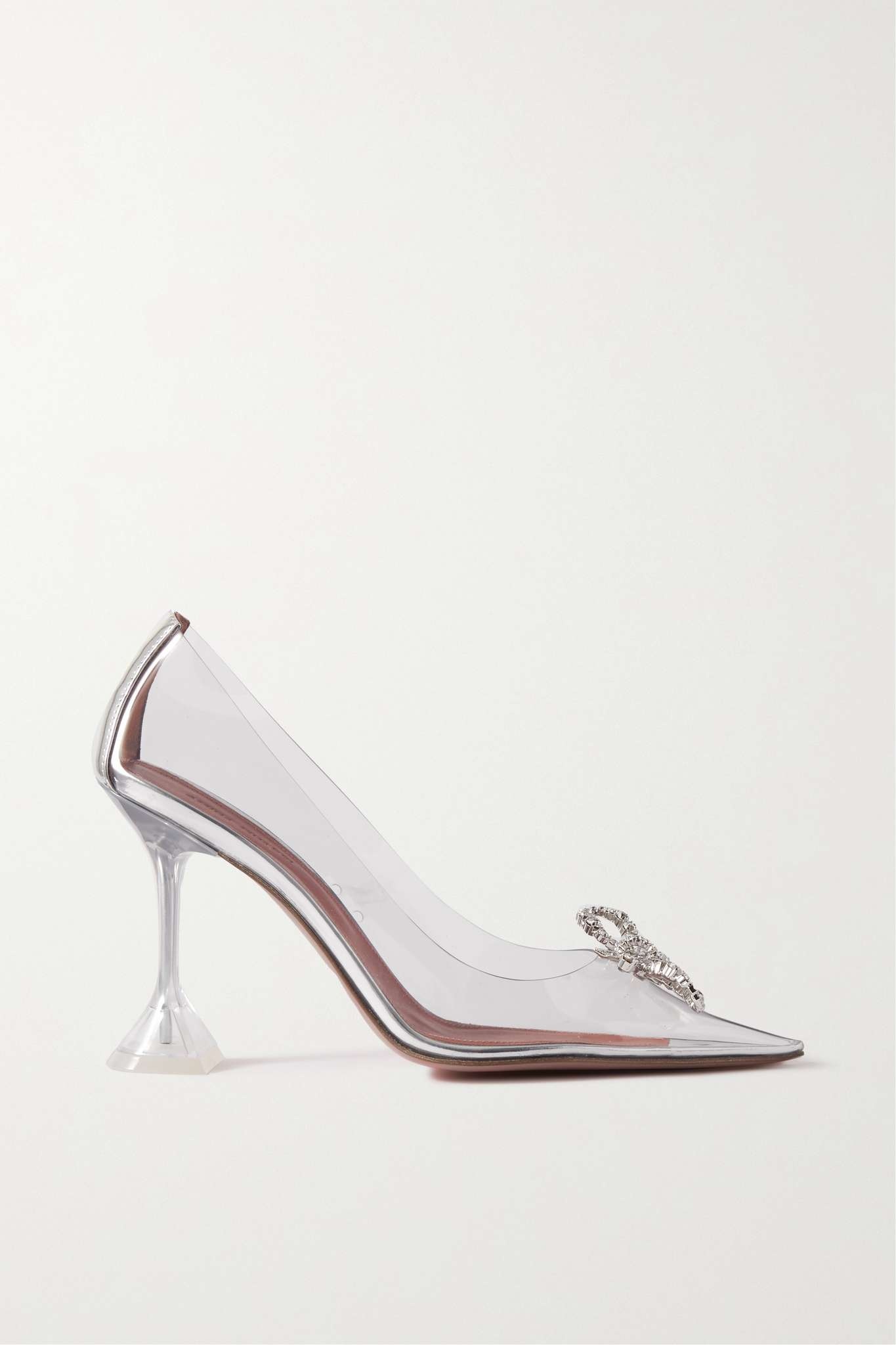 Rosie Glass metallic leather-trimmed crystal-embellished PVC pumps - 1