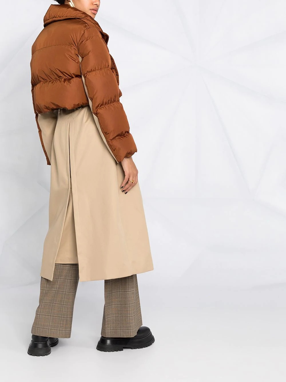 double-breasted layered trench coat - 4