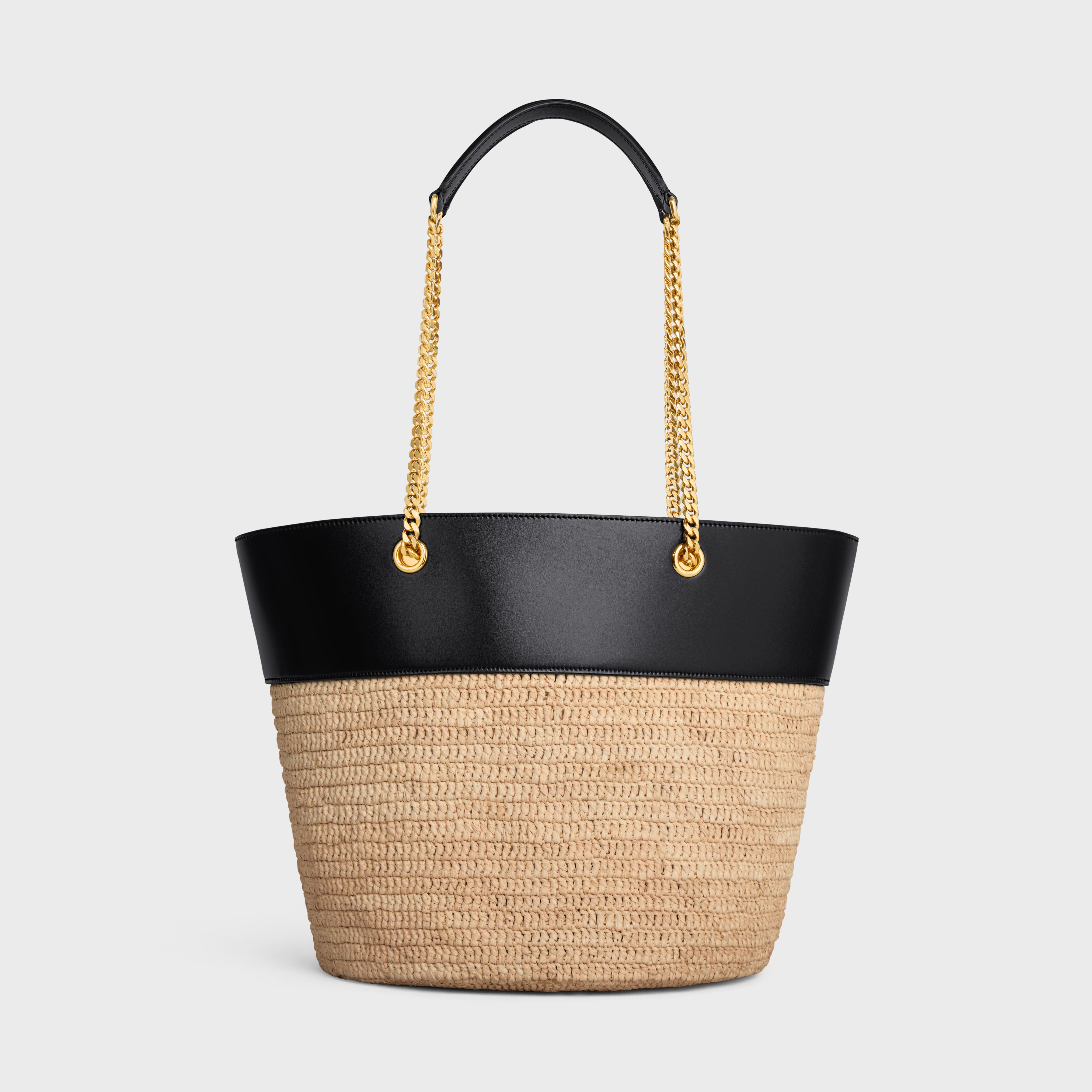 CHAIN BUCKET CELINE CLASSIC PANIER in RAFFIA and CALFSKIN - 3