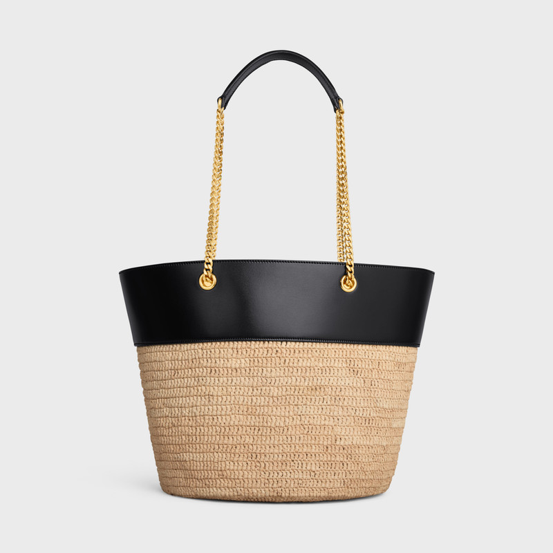 CHAIN BUCKET CELINE CLASSIC PANIER in RAFFIA and CALFSKIN 3