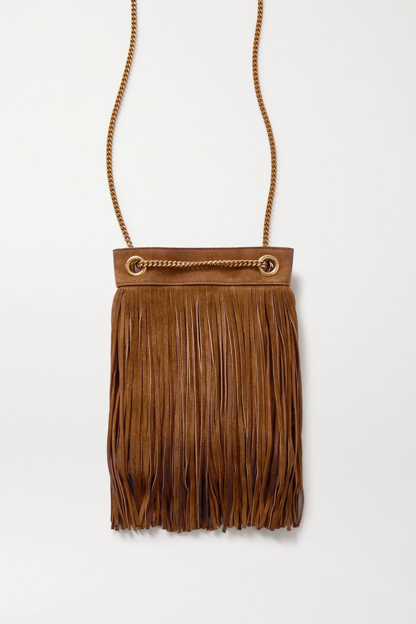 Grace small leather-trimmed fringed suede shoulder bag - 3