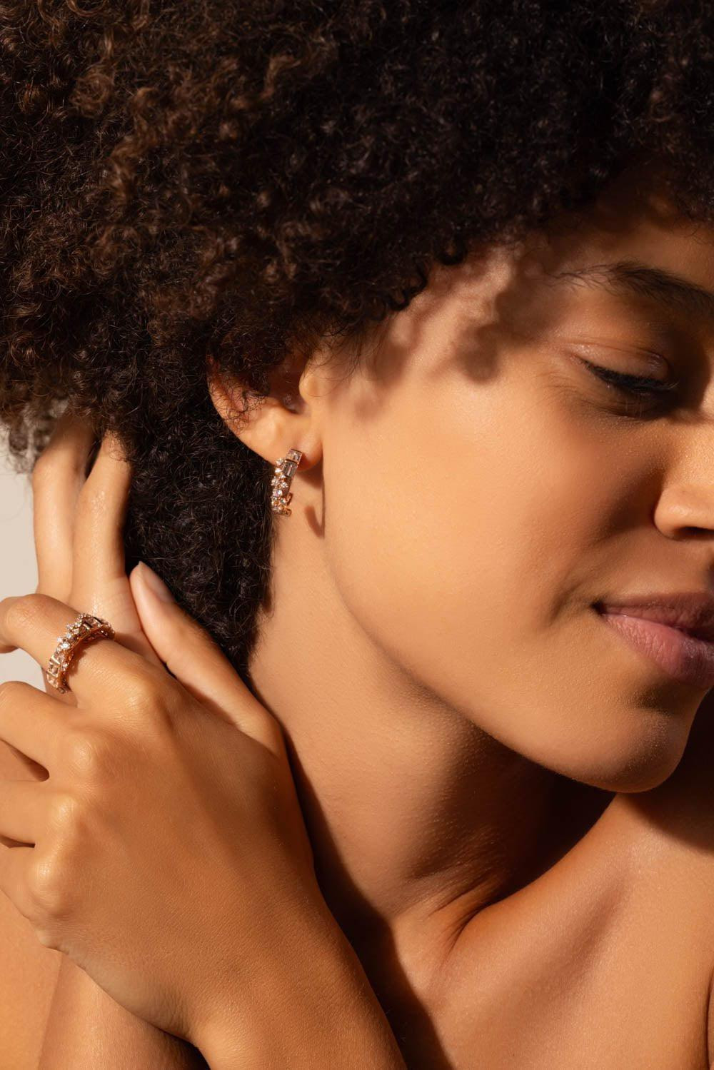 Diamond Scatter Baguette Hoop Earrings - 3