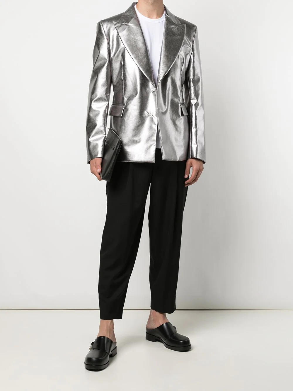 metallic single-breasted blazer - 2