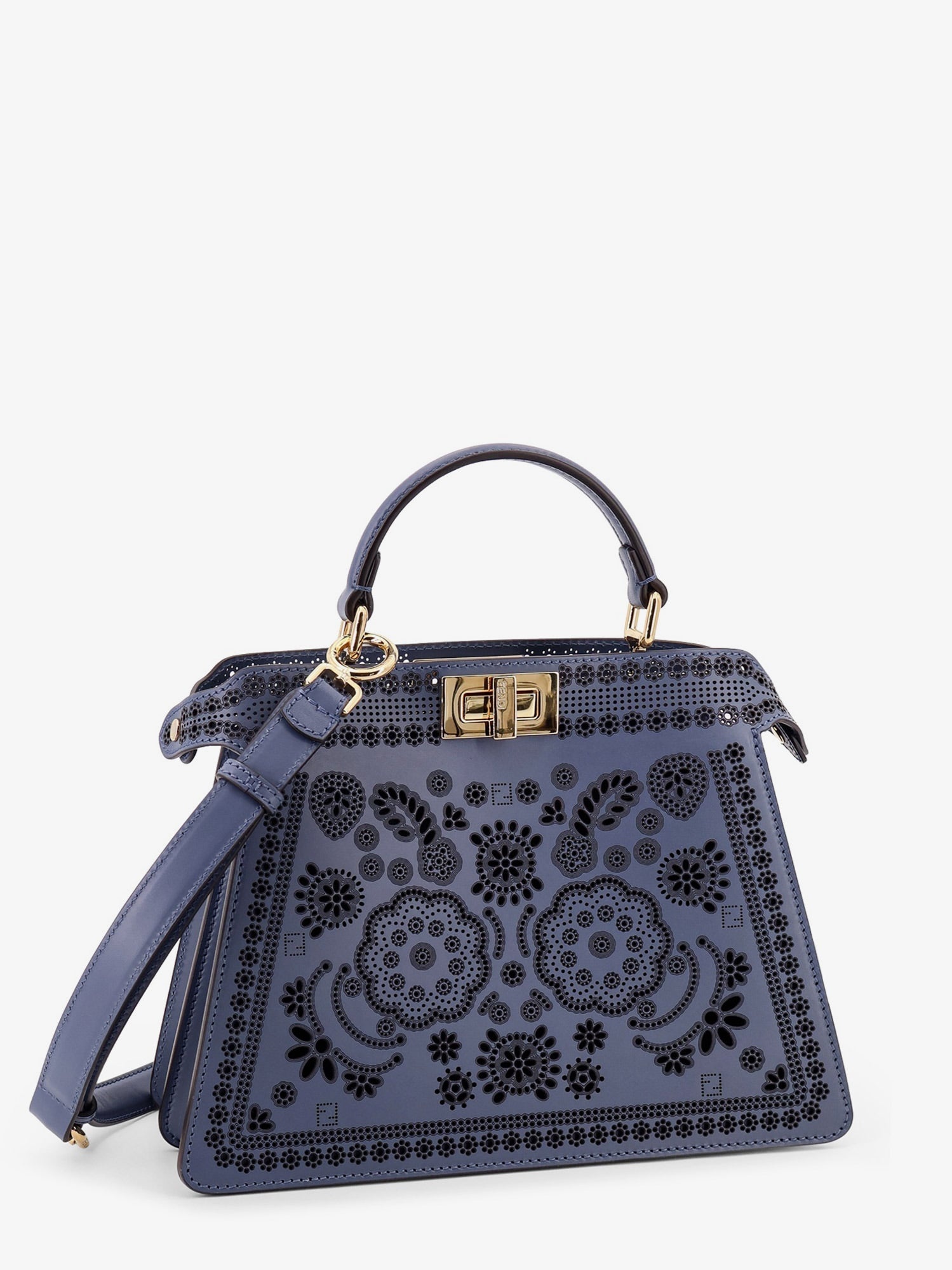 Fendi Peekaboo Iseeu Small Leather Shoulder Bag With Laser-Cut Coral Bandana Motif - 4