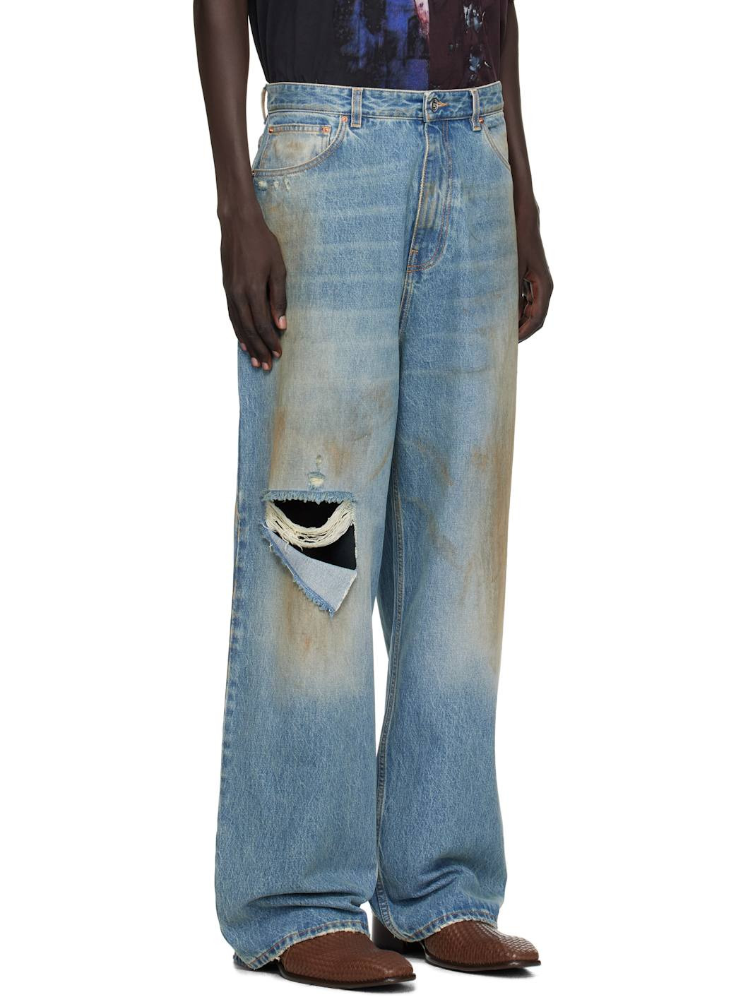 Blue Distressed Baggy Jeans - 2