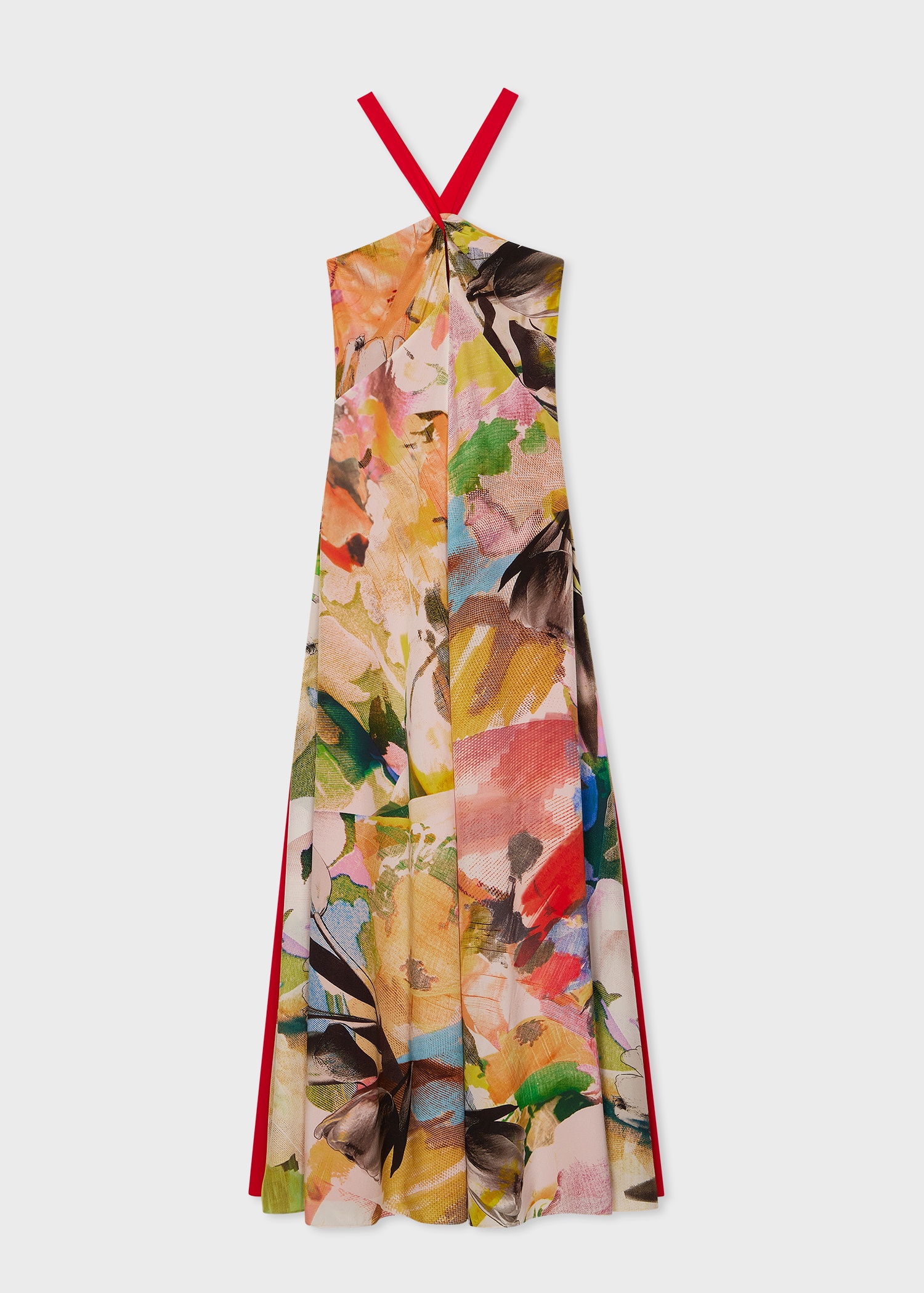 Women's 'Floral Collage' Silk Halterneck Dress - 1