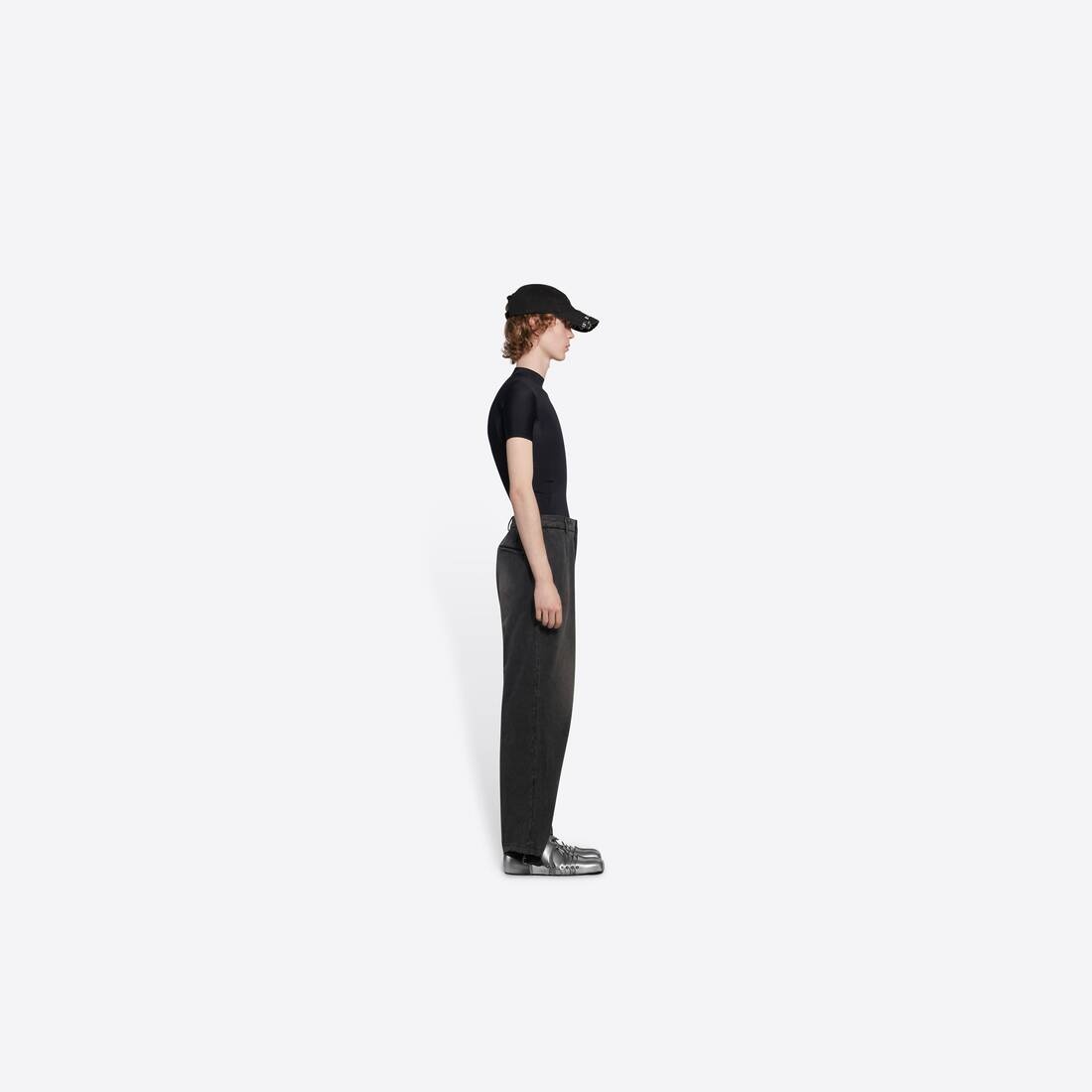 Men's Slim Worn-out Pants in Black - 4