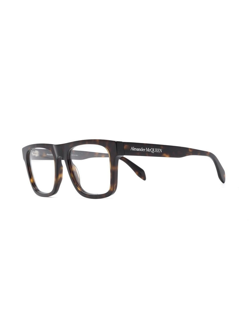 Alexander McQueen tortoiseshell-effect square-frame glasses outlook