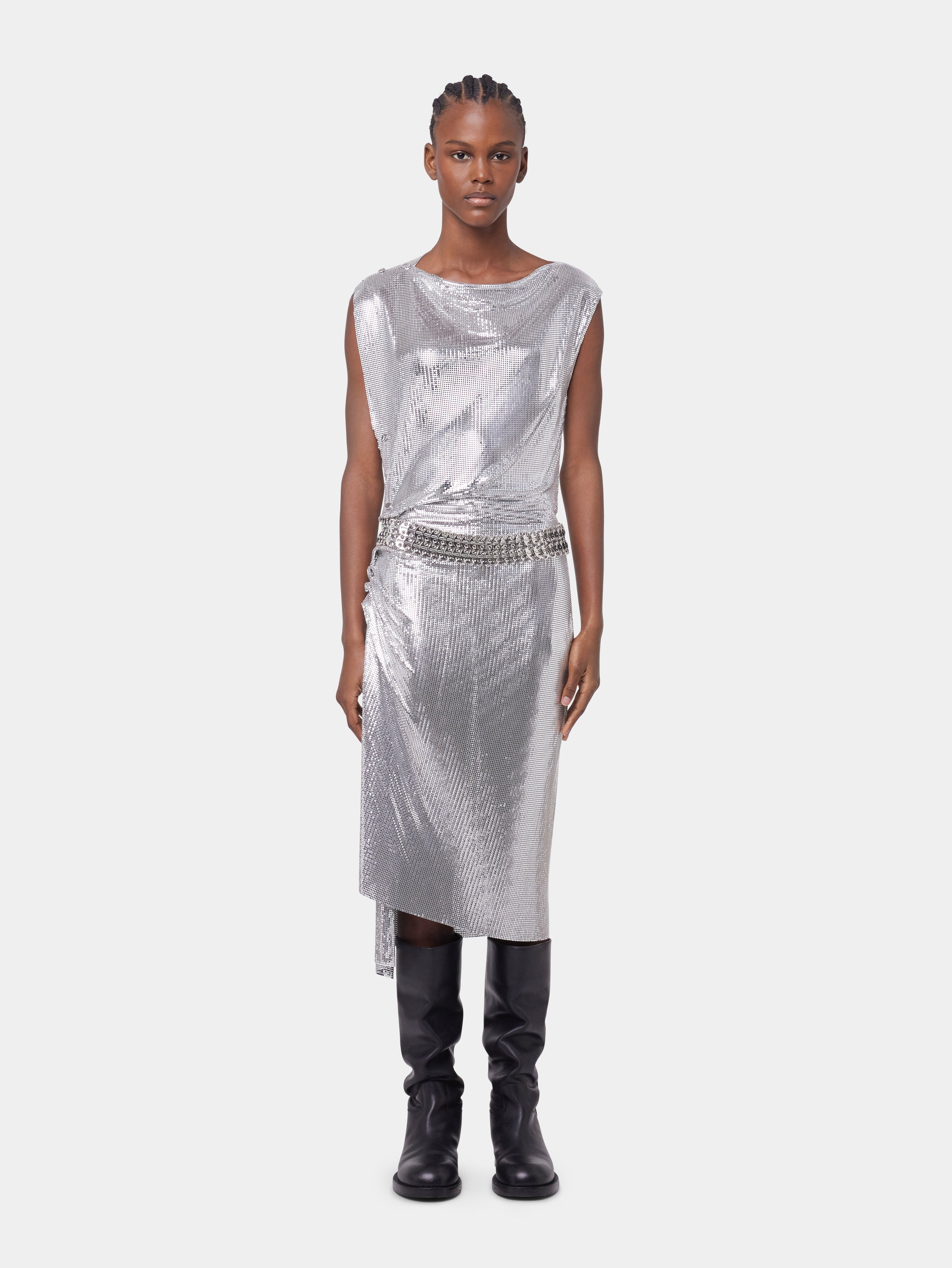 SILVER DRAPÉ PRESSION DRESS IN CHAINMAIL - 2