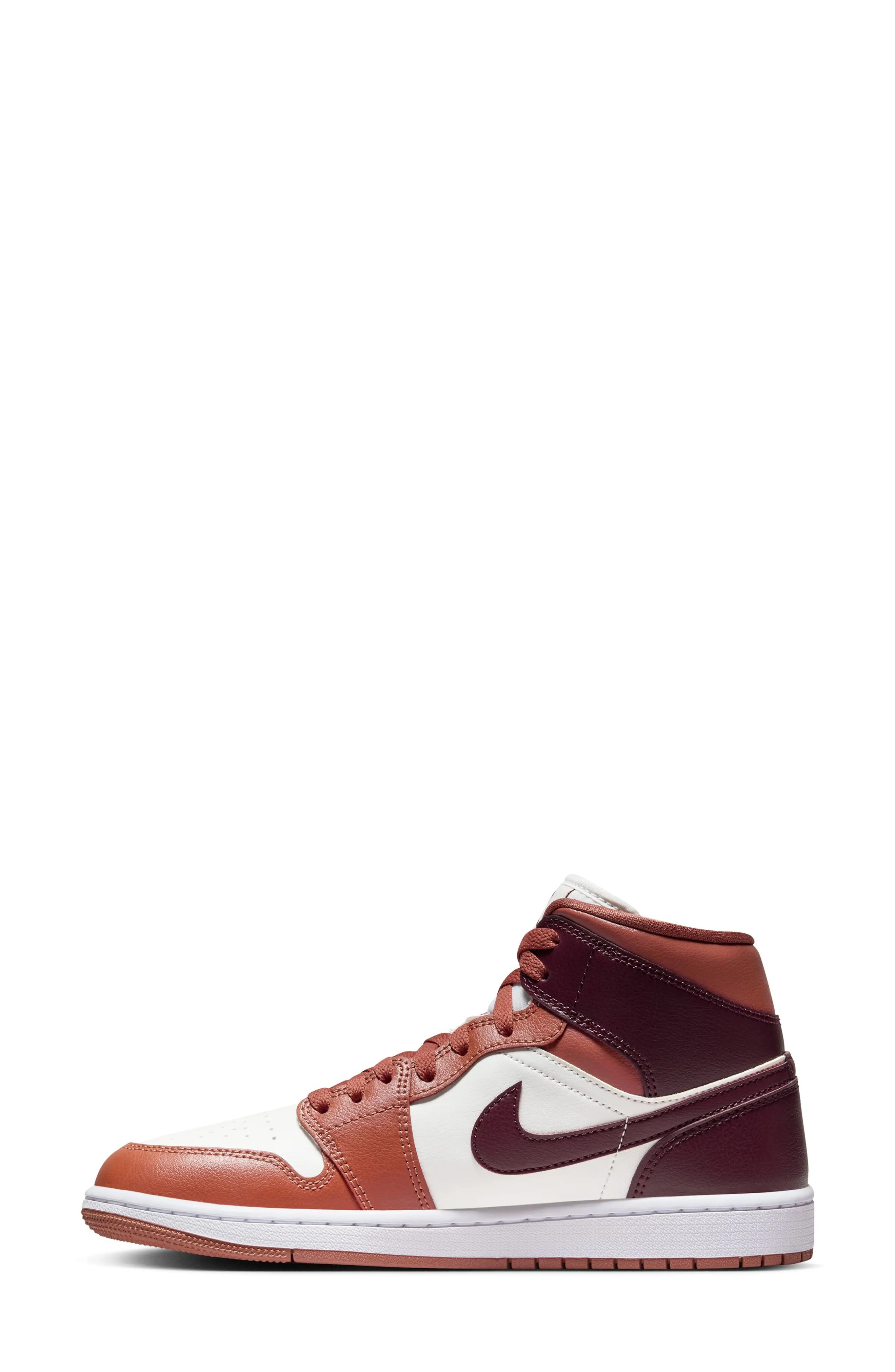 Air Jordan 1 Mid Sneaker in Dusty Peach/Night Maroon - 6