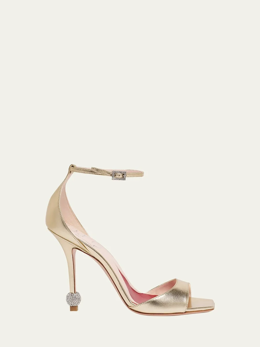 Marlene Leather Crystal-Heel Sandals - 1