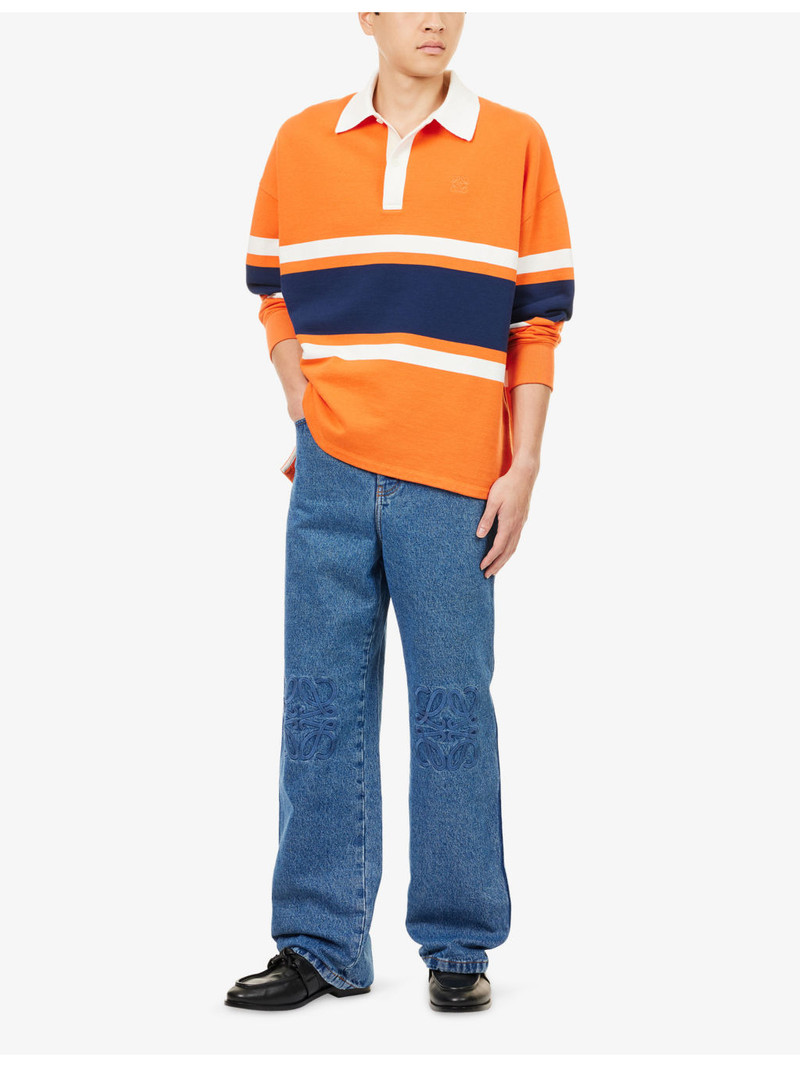 Loewe Striped Long-Sleeve Cotton Polo Shirt outlook