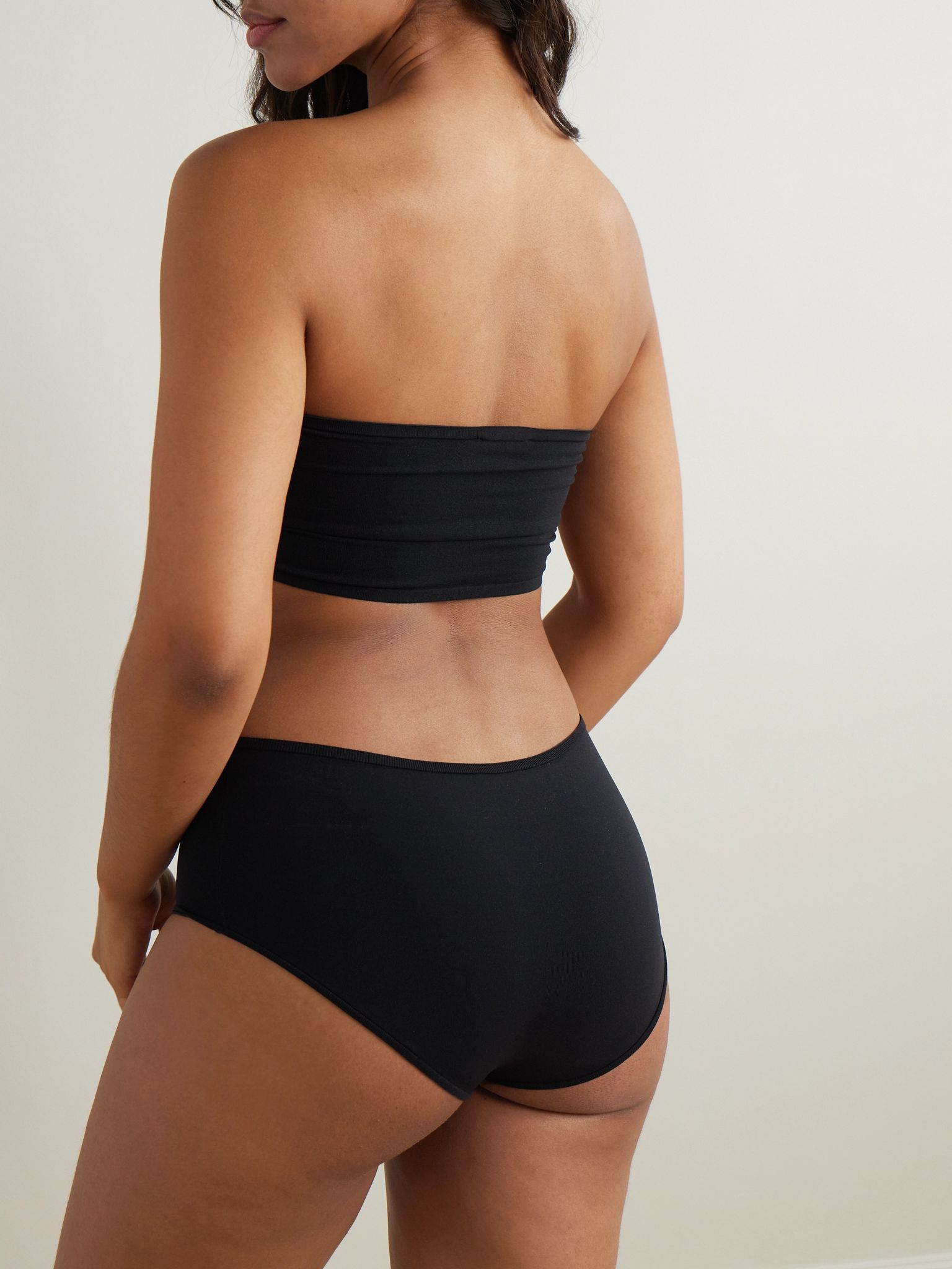 Stretch-jersey bandeau bra and briefs set Black - 4