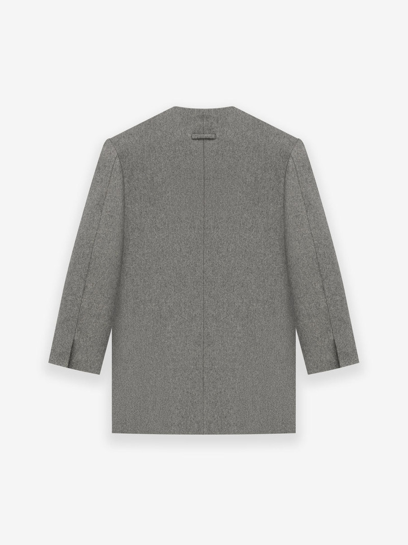 Melange Wool Double Breasted Lapelless Blazer 2