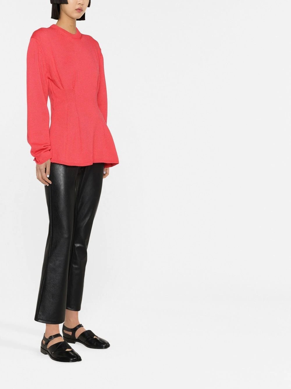 peplum-hem crew neck jumper - 3