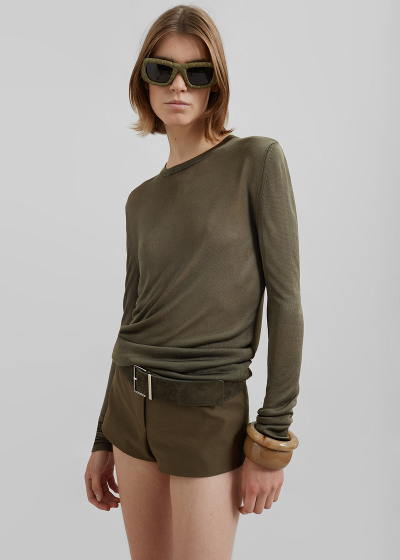 Kazel Thin Knit Top - Khaki 10