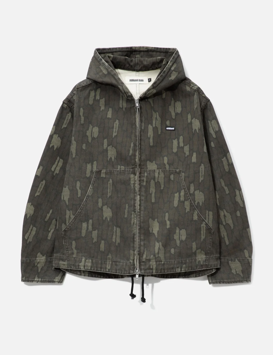 COTTON TWILL ZIP HOODIE - 1