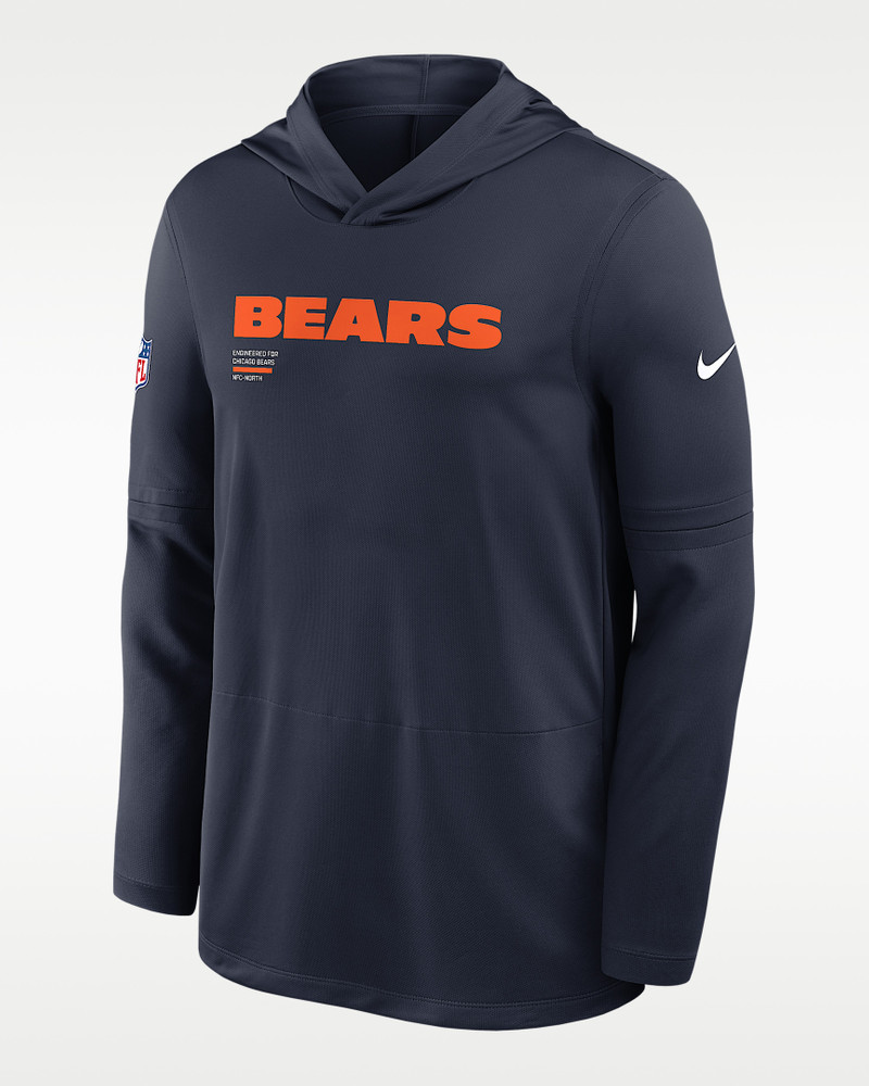 Chicago Bears Pure Fury Sideline Men's Nike Dri-FIT NFL Long-Sleeve Hooded Top 1