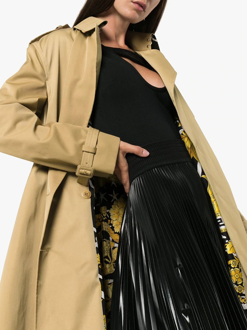 double-breasted belted trench coat - 5