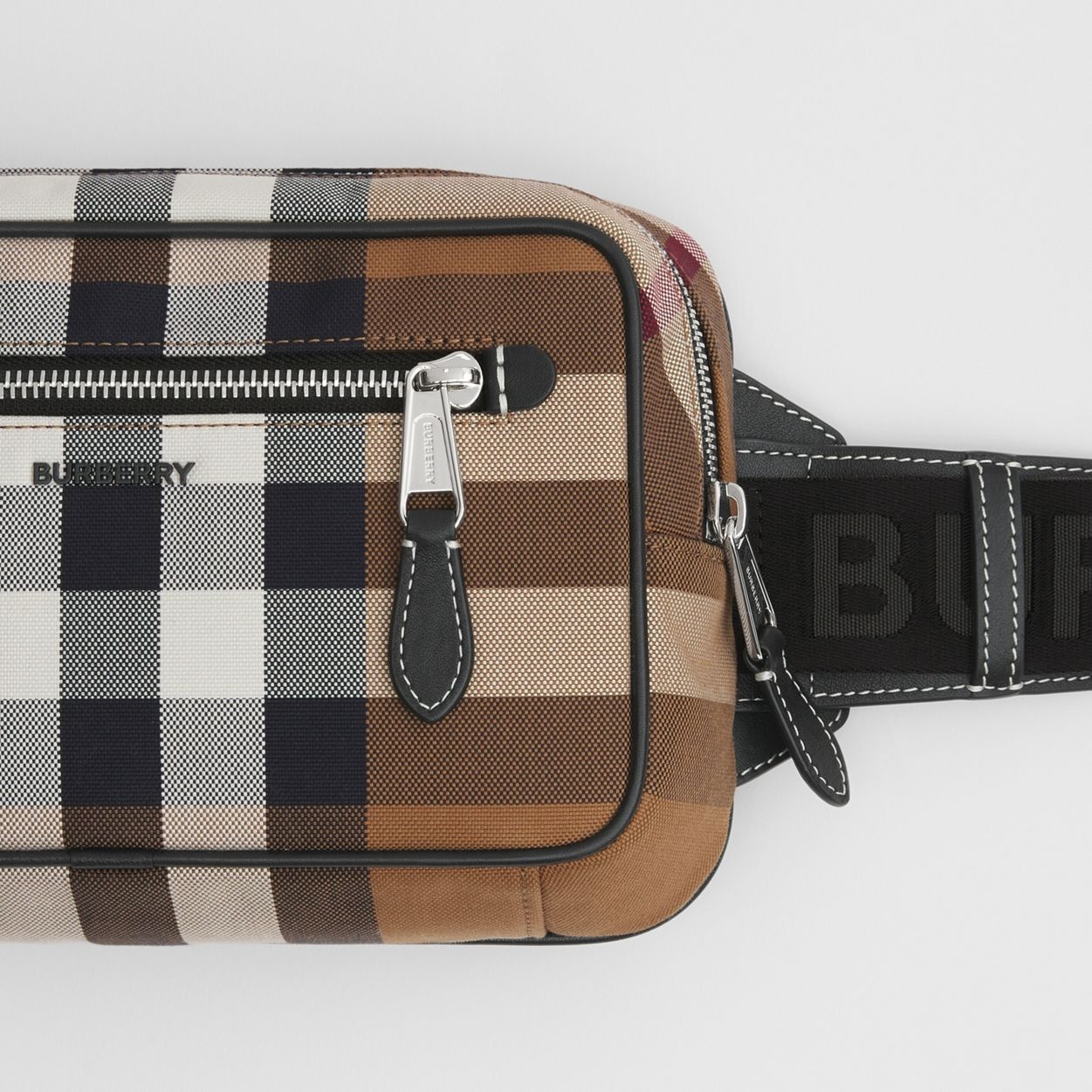 Check Cotton Canvas and Leather Bum Bag - 2