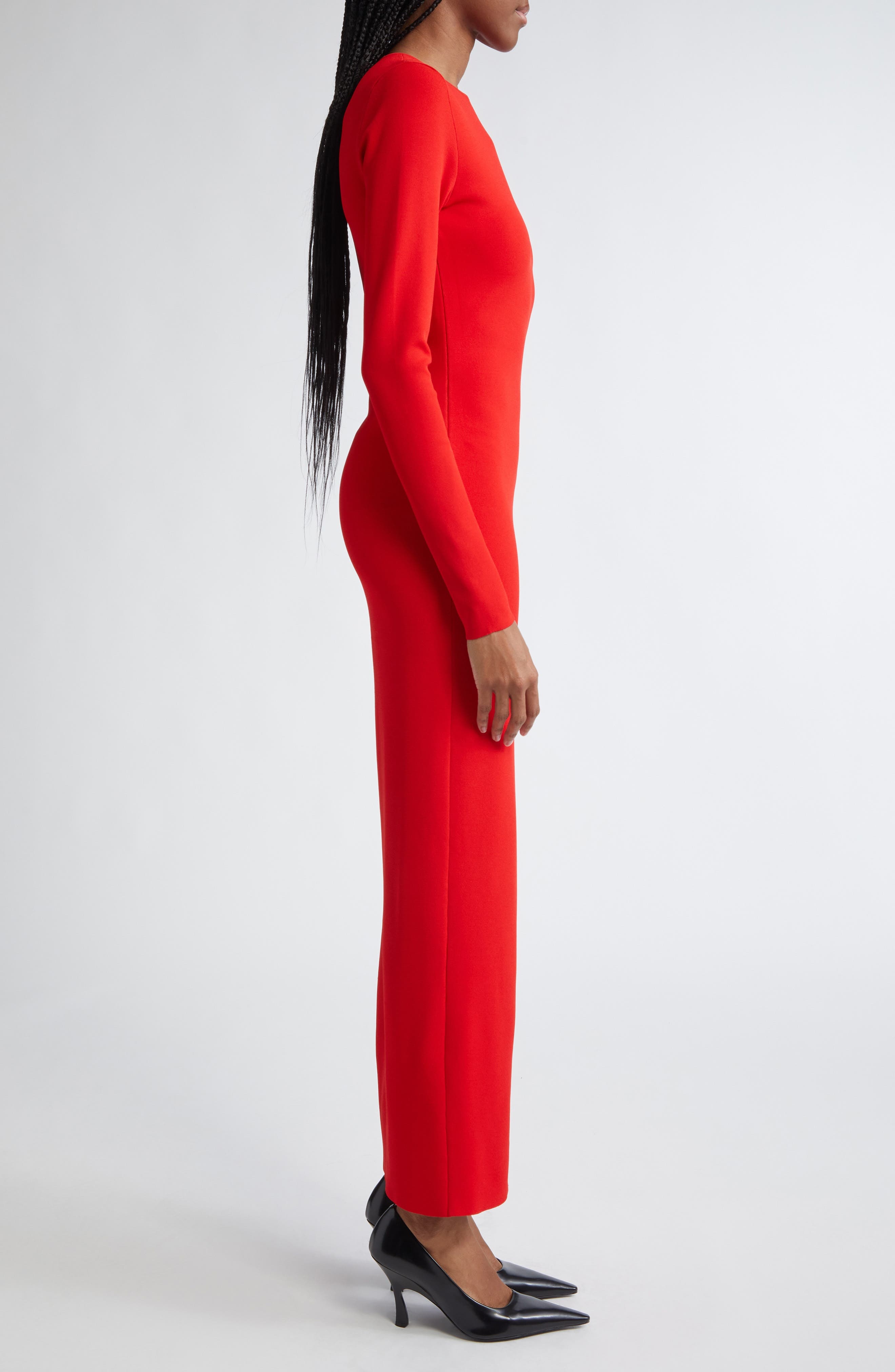 Stella McCartney Miracle Long Sleeve Compact Knit Dress in Lipstick Red at Nordstrom - 3