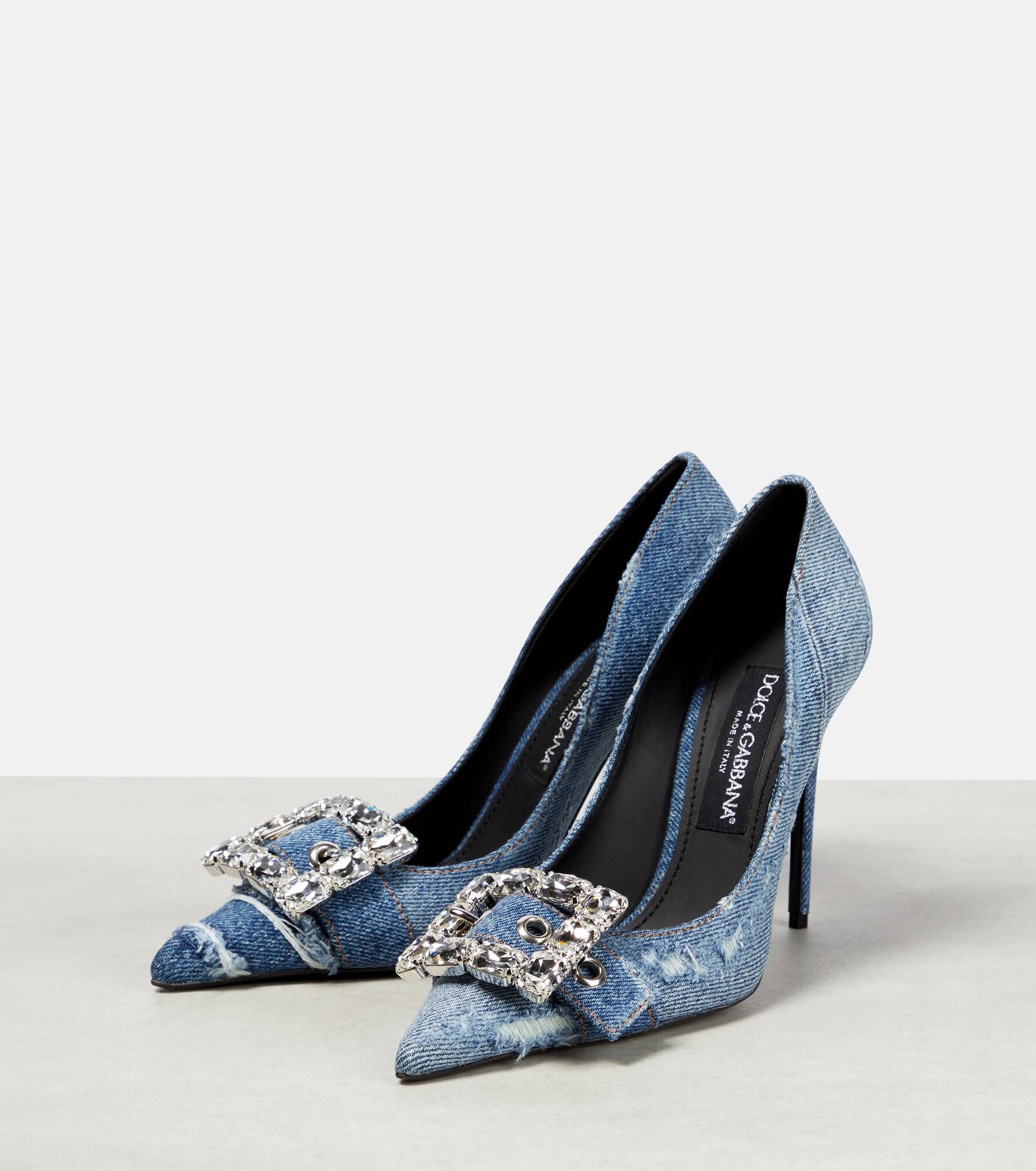 Embellished denim pumps - 5