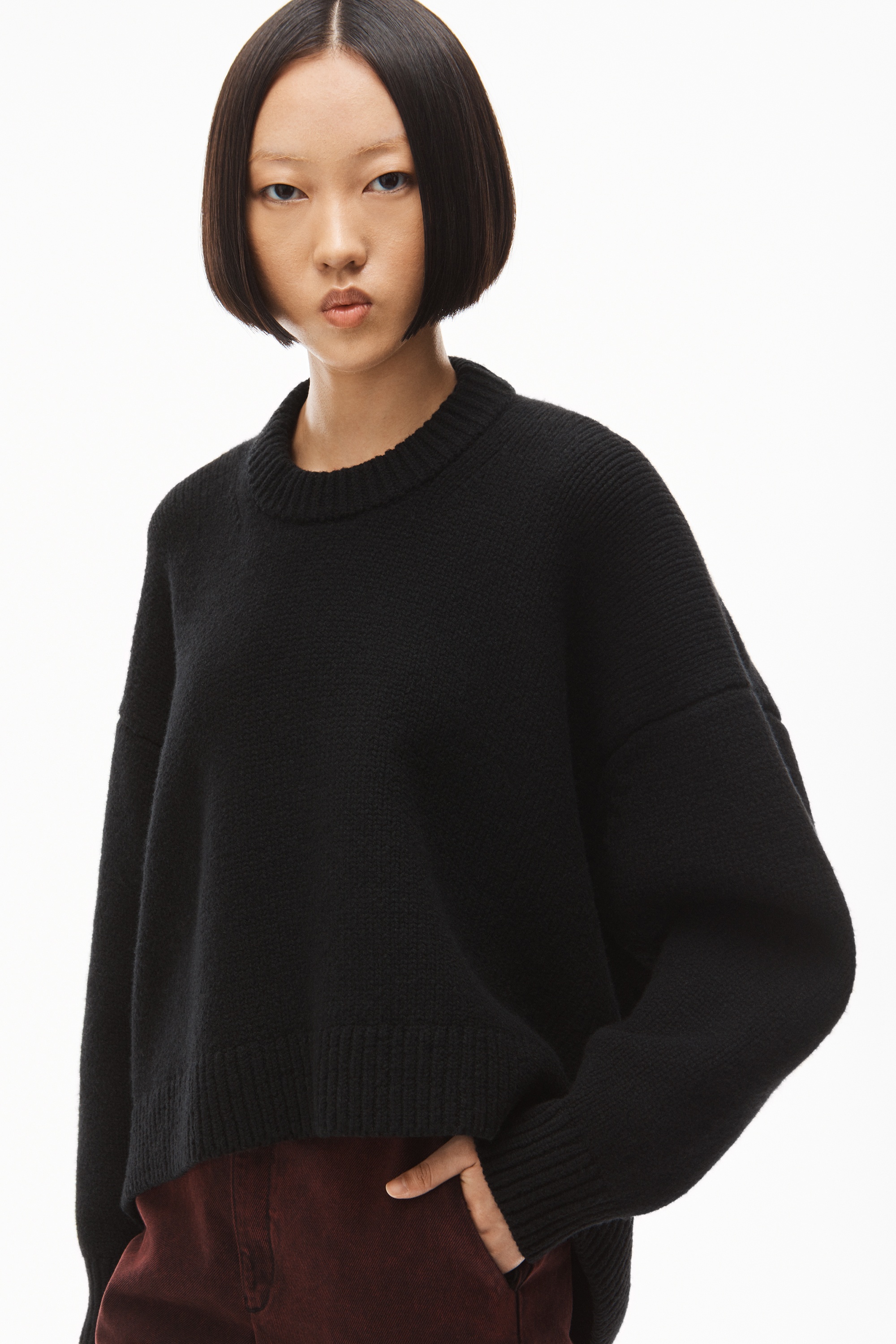 DRAPE BACK PULLOVER IN WOOL - 3