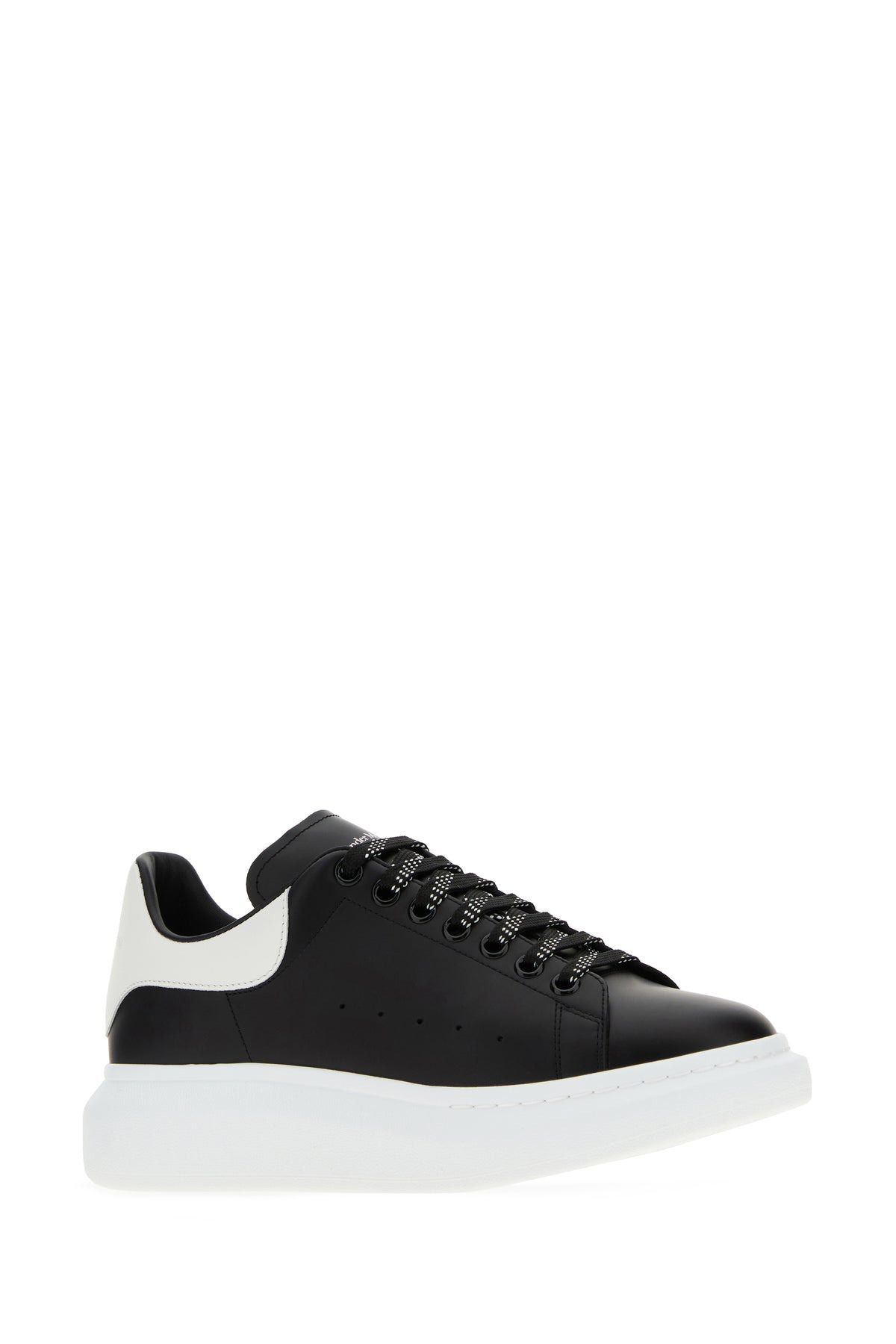 Black leather sneakers with white leather heel - 2
