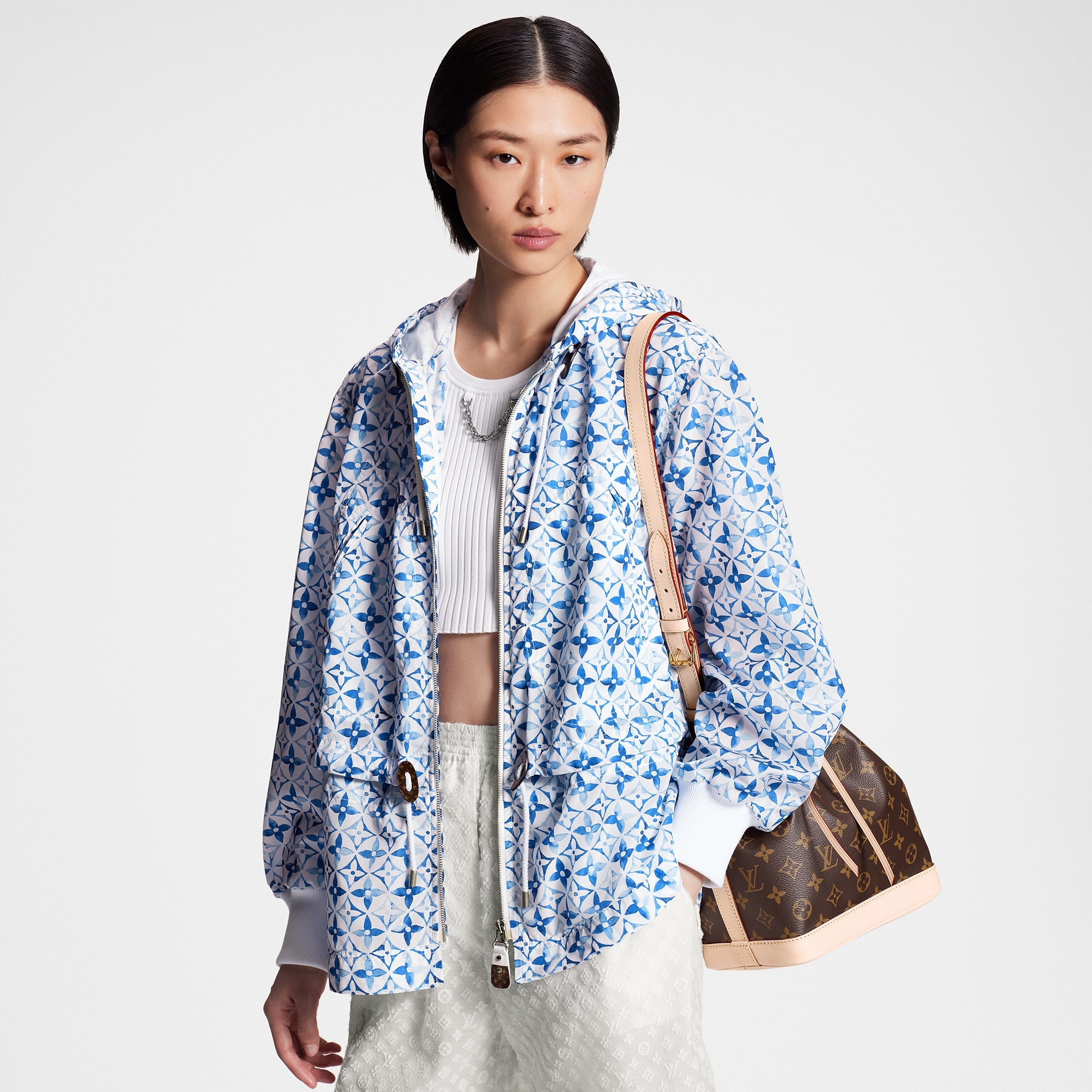 Monogram Flower Tile Short Parka - 5