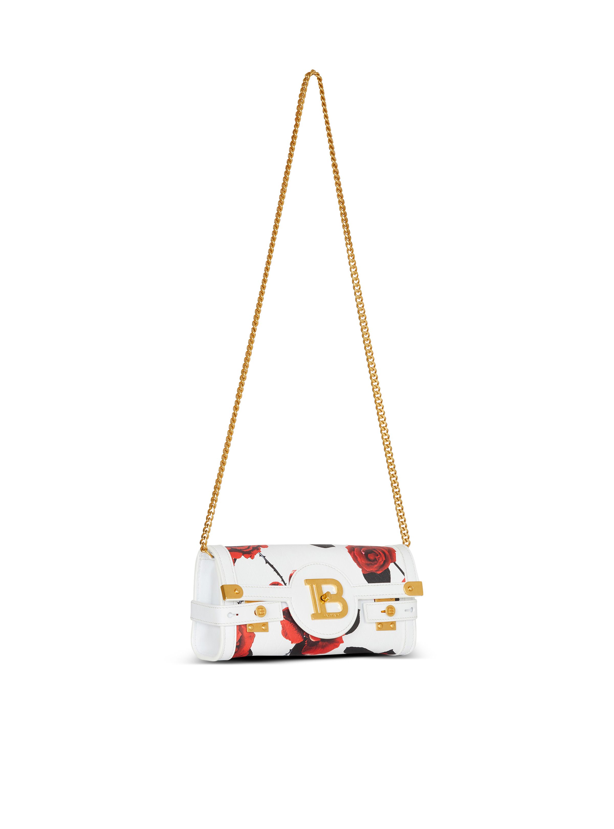 Calfskin B-Buzz Pouch 23 with a Roses print and embossed Grid motif - 3
