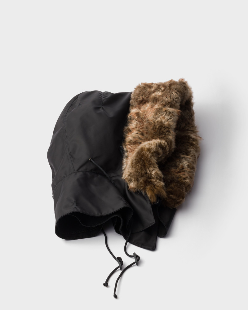 Re-Nylon and shearling hood 1