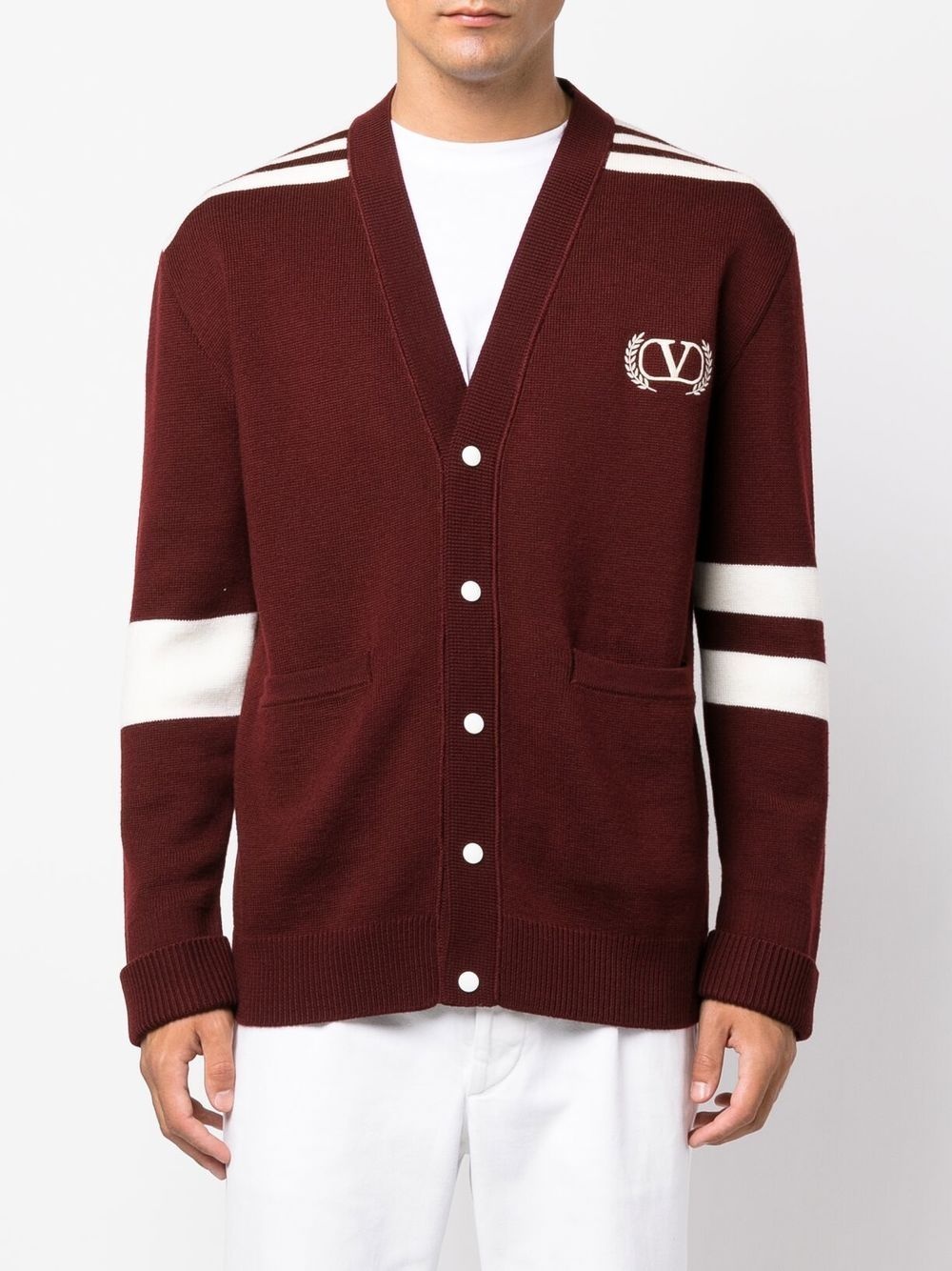 logo-embroidered virgin-wool cardigan - 3