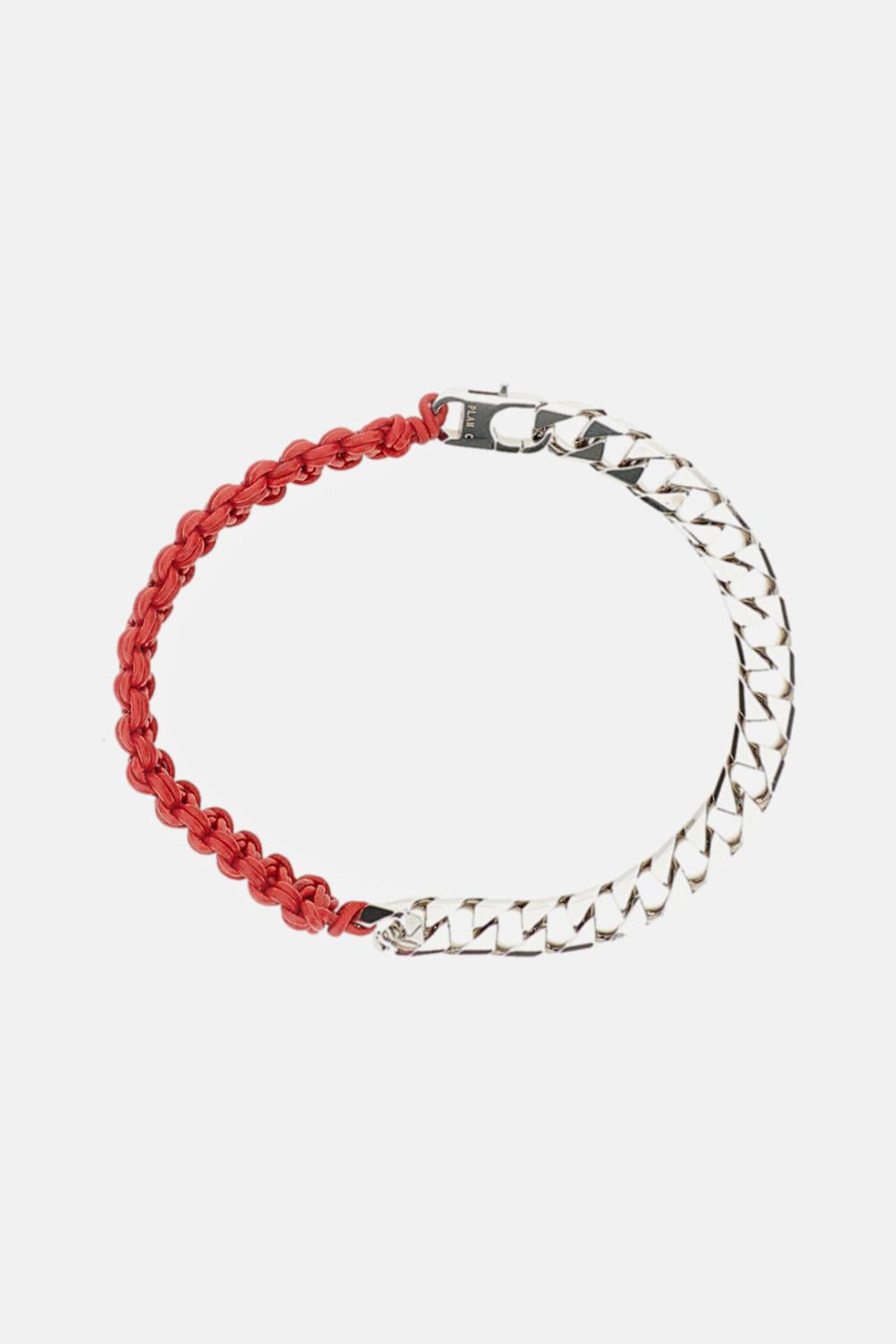 Chain necklace with vermilion orange cord - 2
