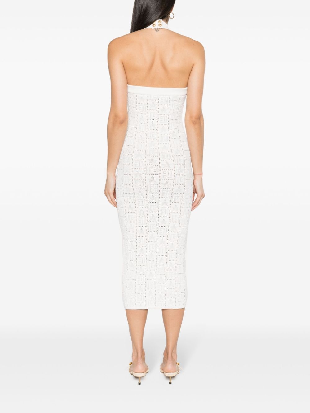 crochet-knit midi dress - 4
