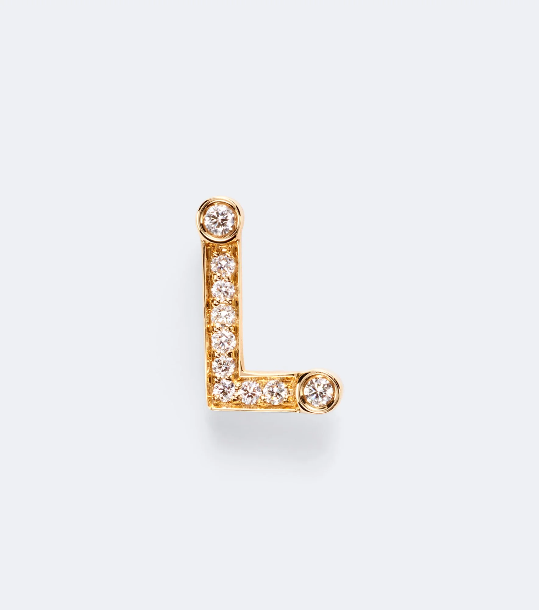 Initial Petite L 18kt gold single earring with diamonds - 1