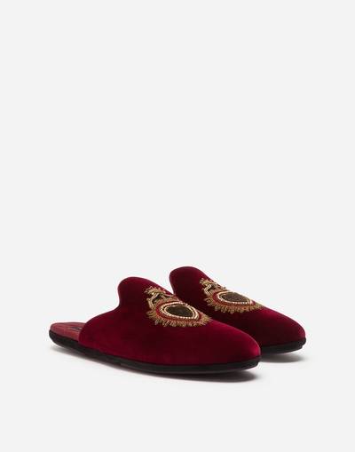 Dolce & Gabbana Velvet slippers with sacred-heart embroidery outlook