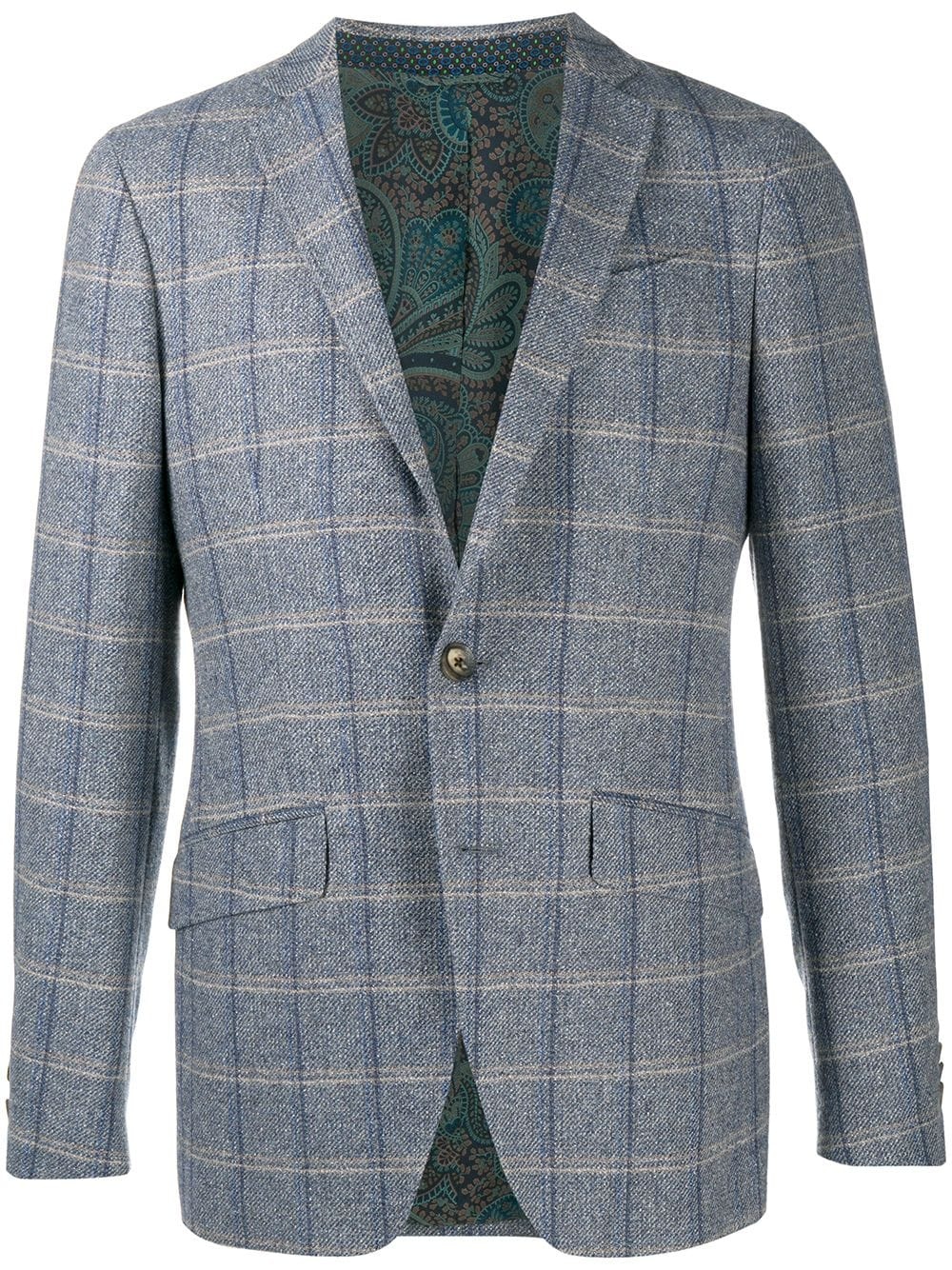 check print wool-blend blazer - 1