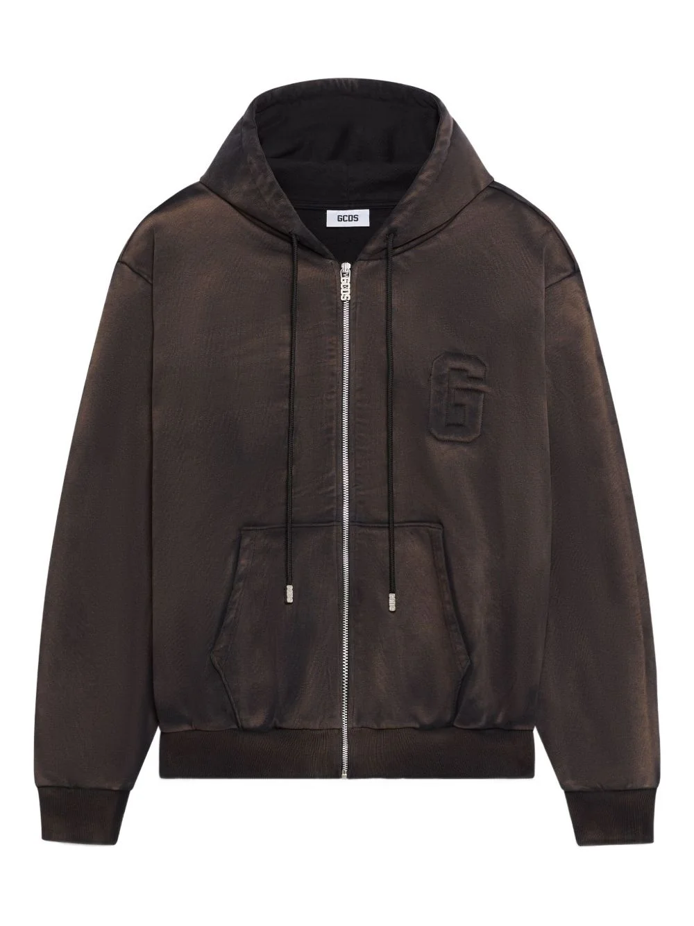 logo-embossed zip-up hoodie - 1