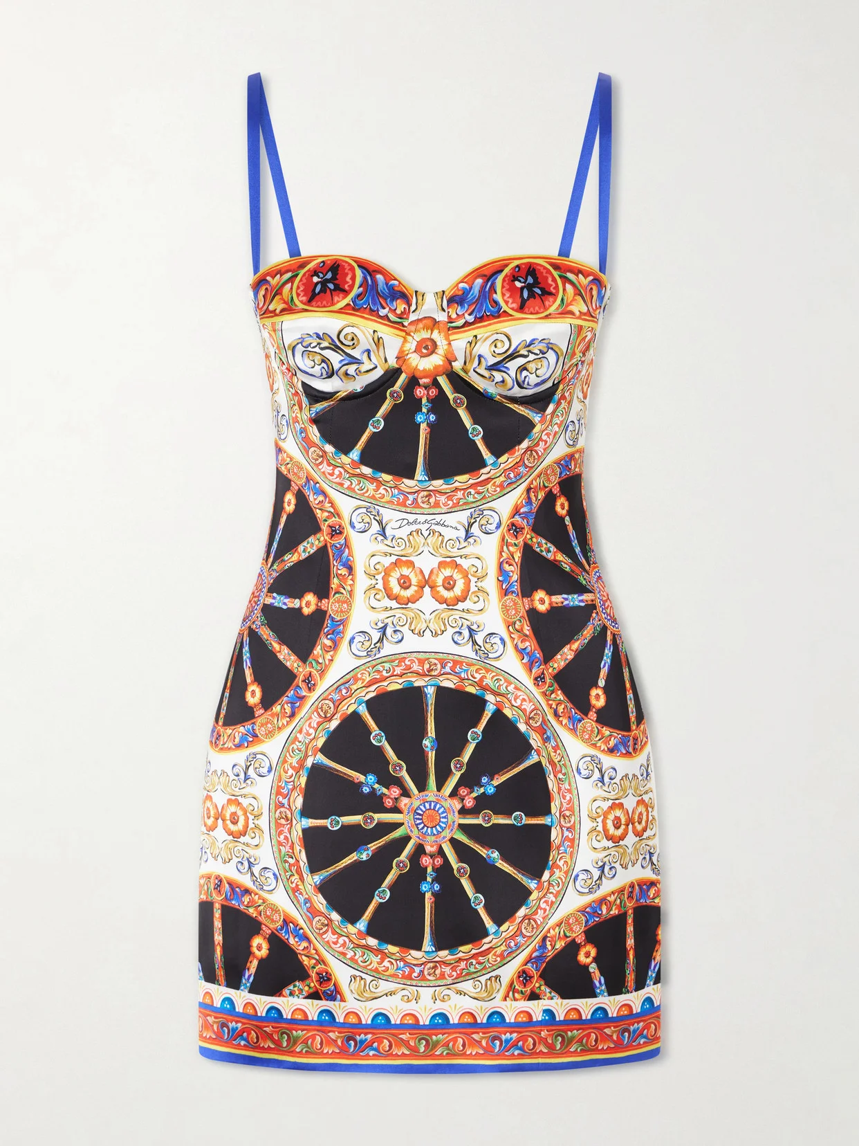 Caretto-print Satin Mini Dress - 1