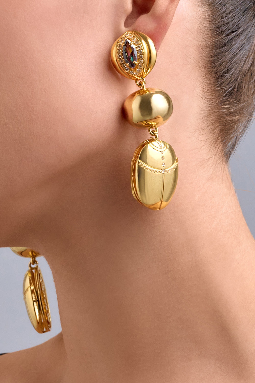 COSMIC CARTOUCHE SCARAB EARRINGS 2