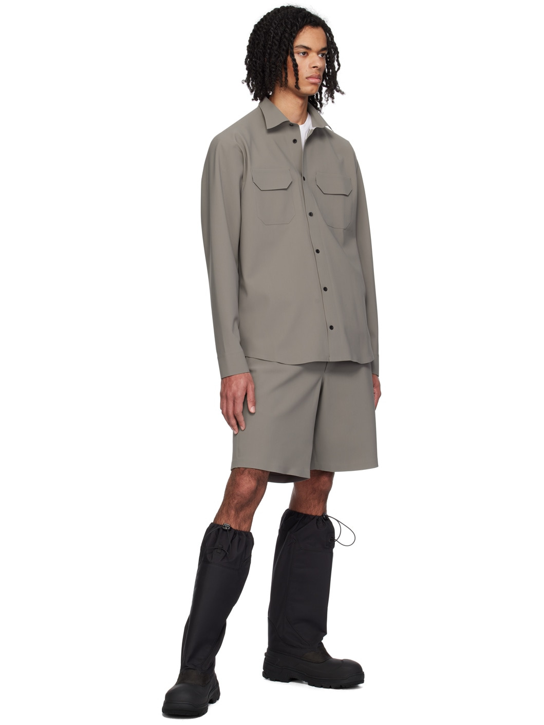 Taupe Taped Bonded Shorts - 4