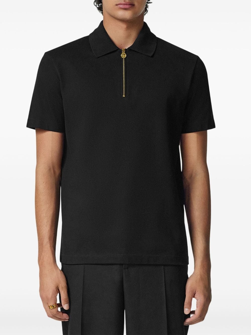 zipped collar polo shirt - 3