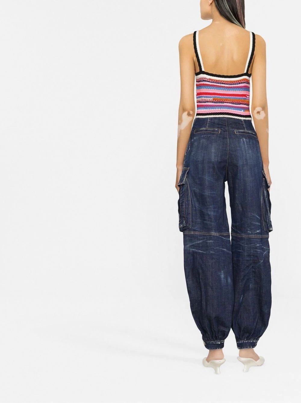 striped crochet-knit vest - 4