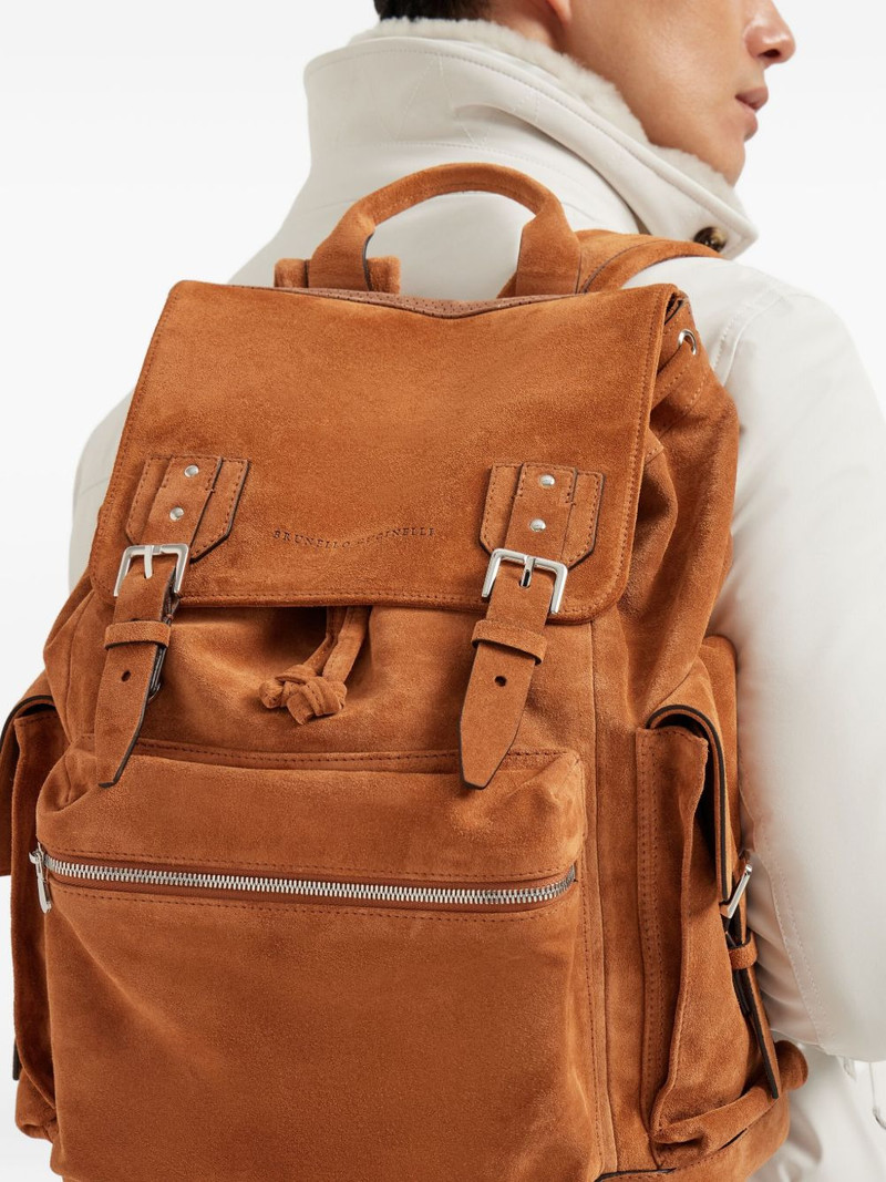 Brunello Cucinelli City suede backpack outlook