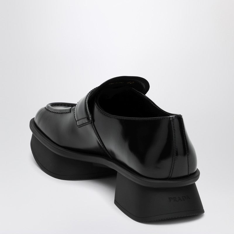 Prada Black Brushed Leather Moccasins Equal Women - 2